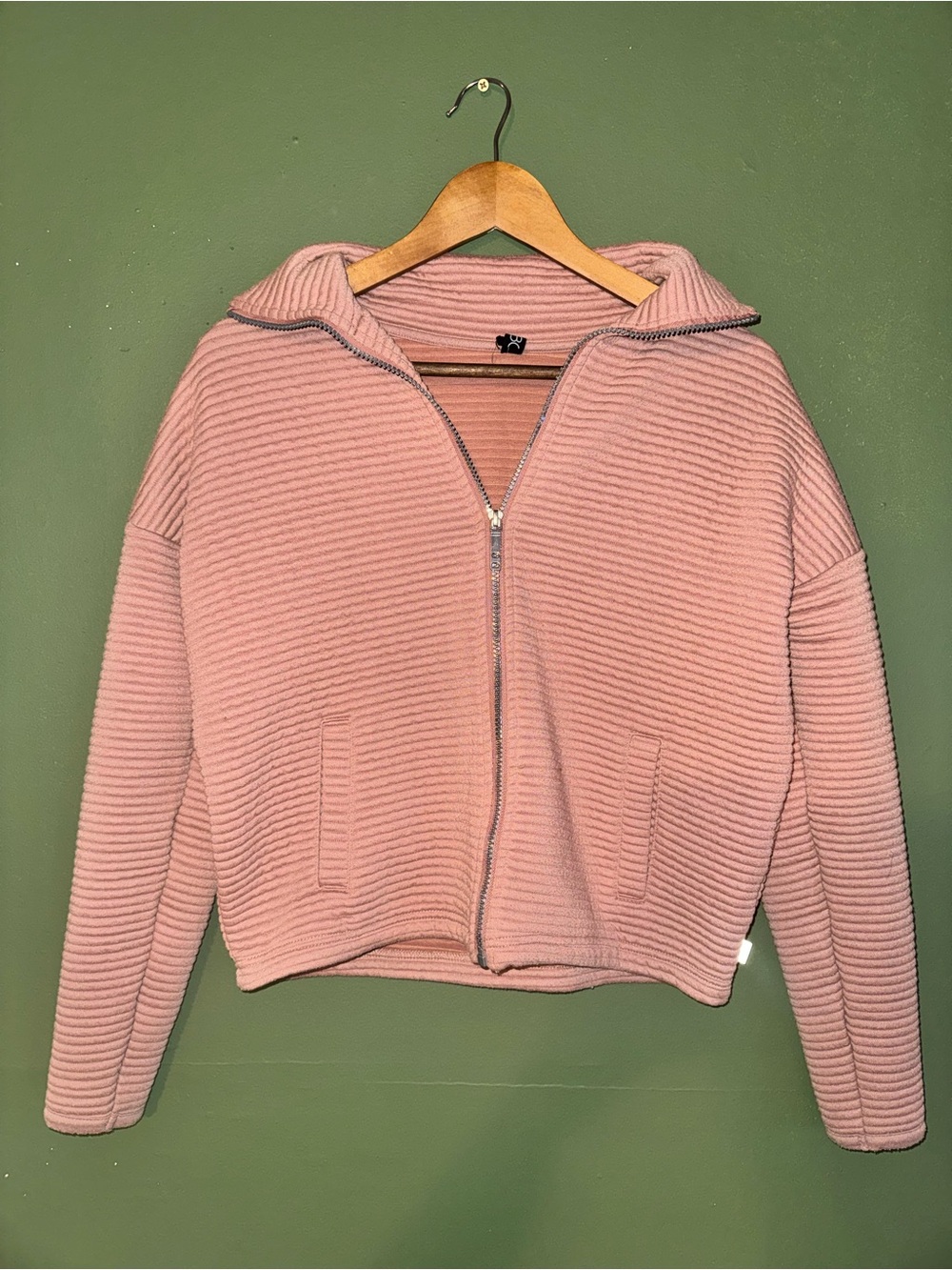 Cotton On Cropped Ribbed Zip Up Hoodie Size XS
